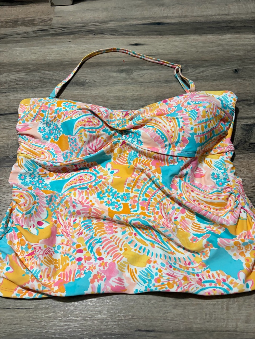 crown & ivy Tankini top in Turquoise, Yellow & Pink Paisley - XL, like new